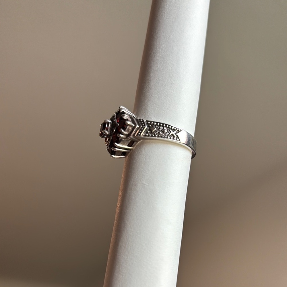 Vintage Garnet Ring 925 - Picture 2 of 8